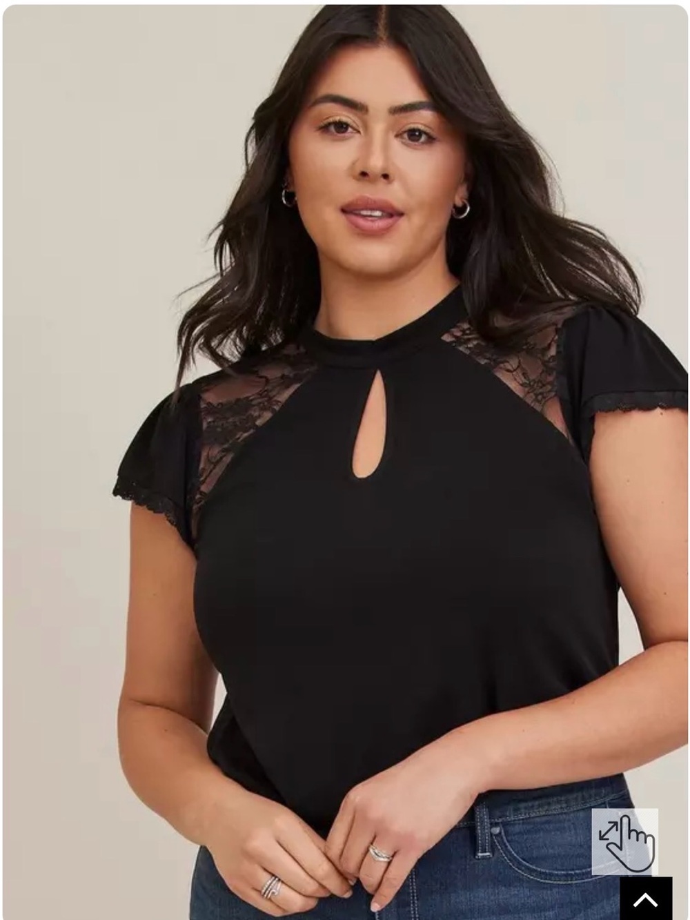 torrid Black Lace Yoke Keyhole Top